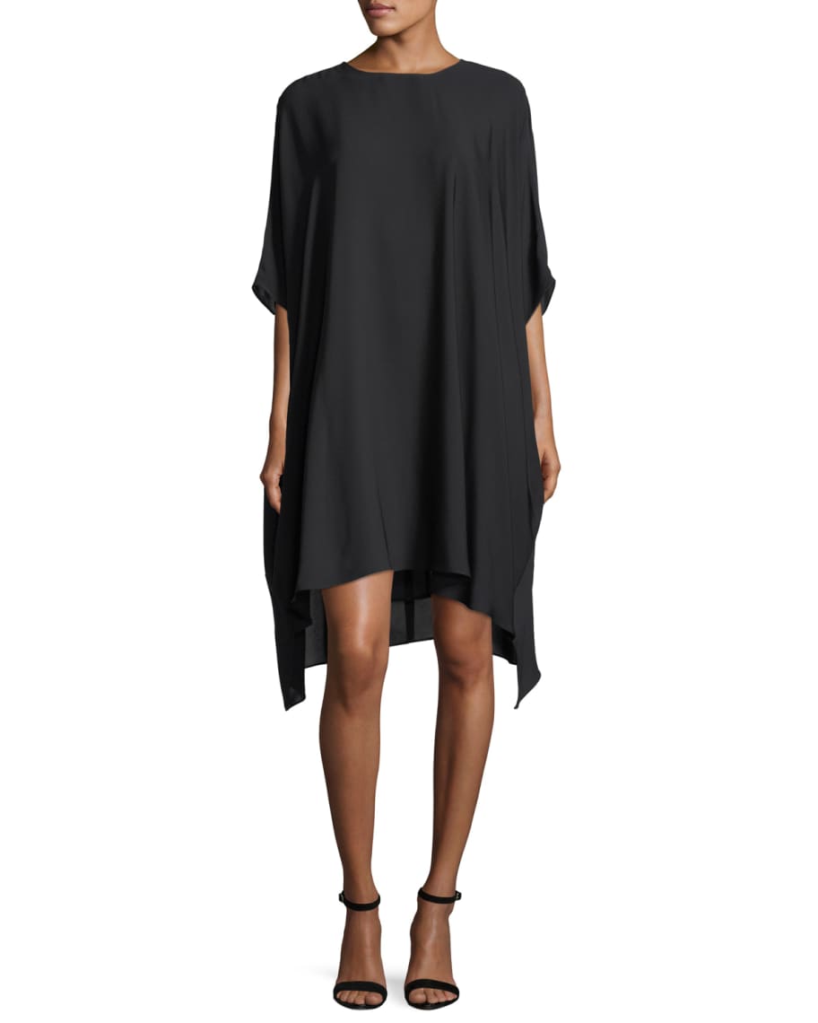 St. John Collection Silk Georgette Draped Dress | Neiman Marcus