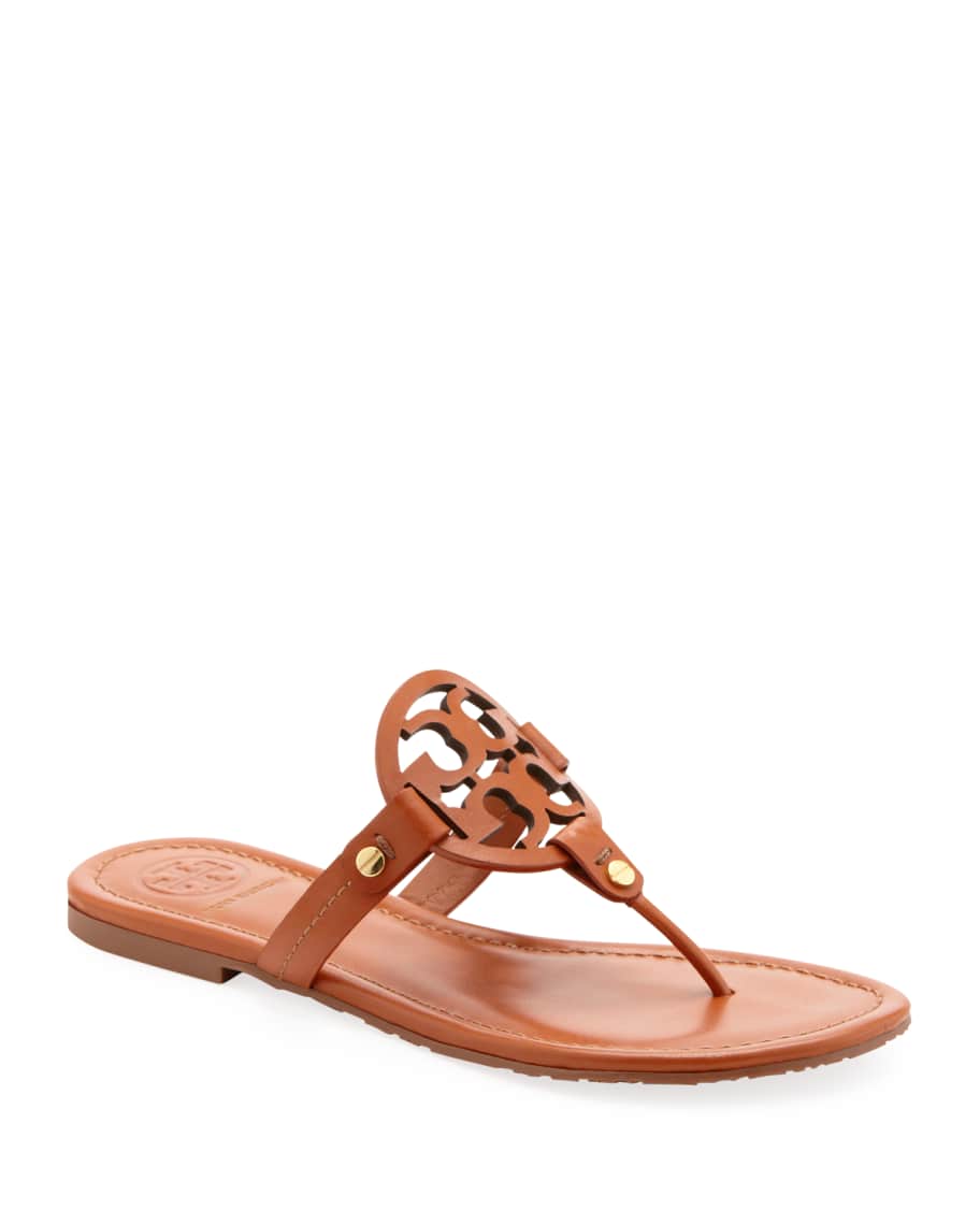 Tory Burch Miller Medallion Leather Flat Thong | Neiman Marcus