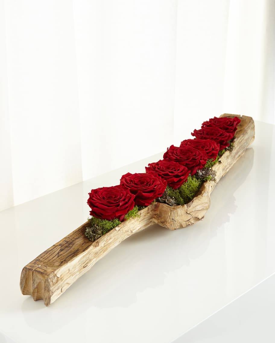 T&C Floral Company Preserved Roses in Wood Log | Neiman Marcus
