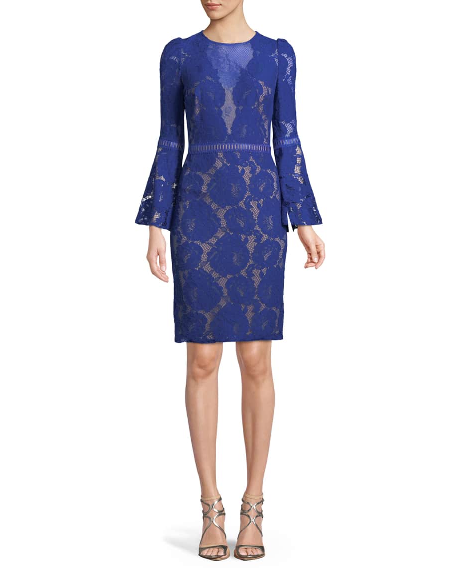 wrap lace dress Khandi Wrap Ruffle Lace Dress Steel Blue
