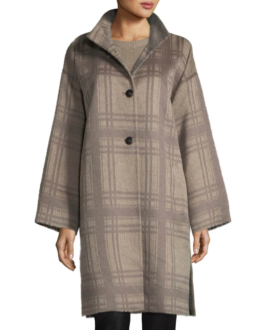 Luxe alpaca plaid coat shop