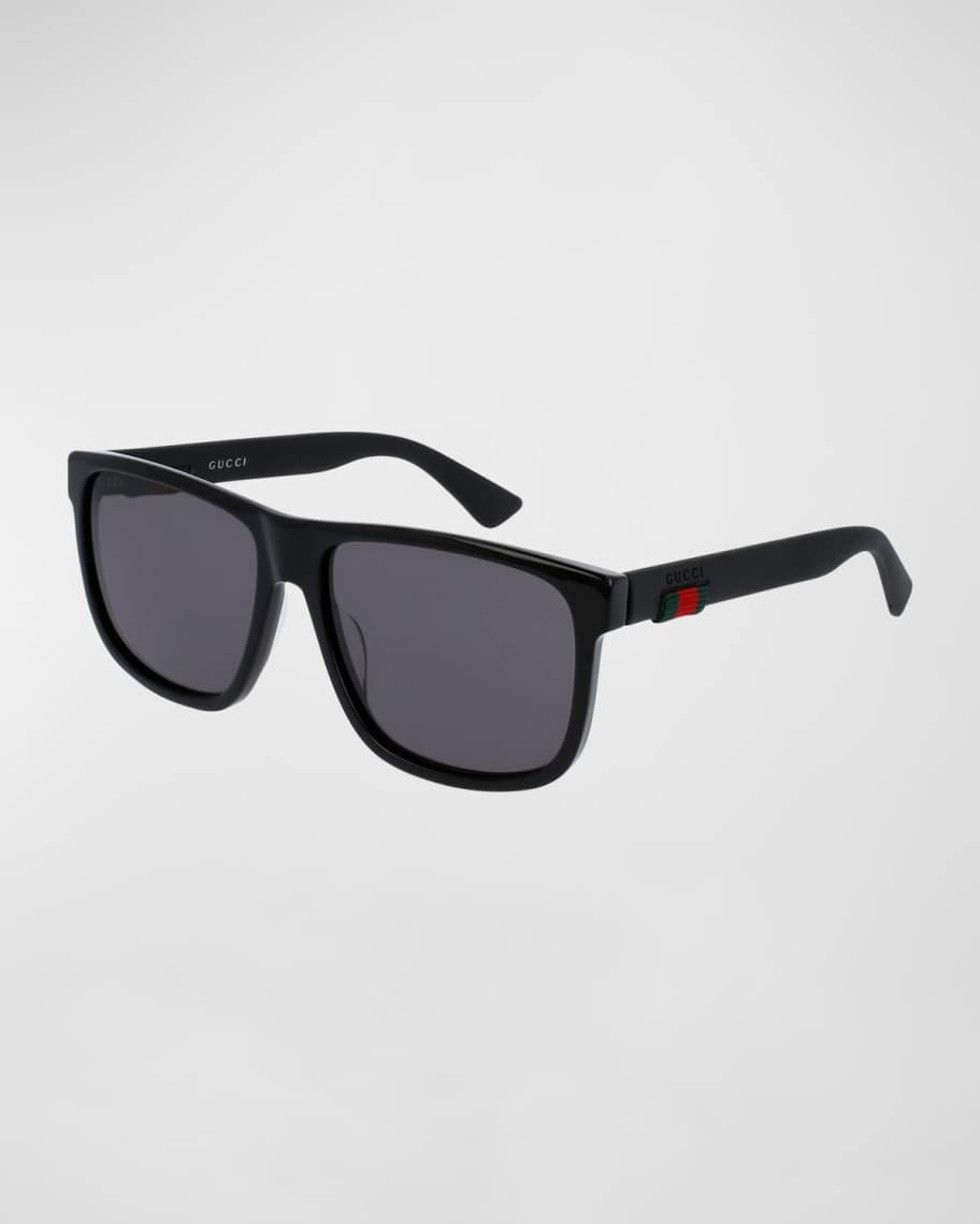 Gucci square acetate sunglasses with signature web clearance