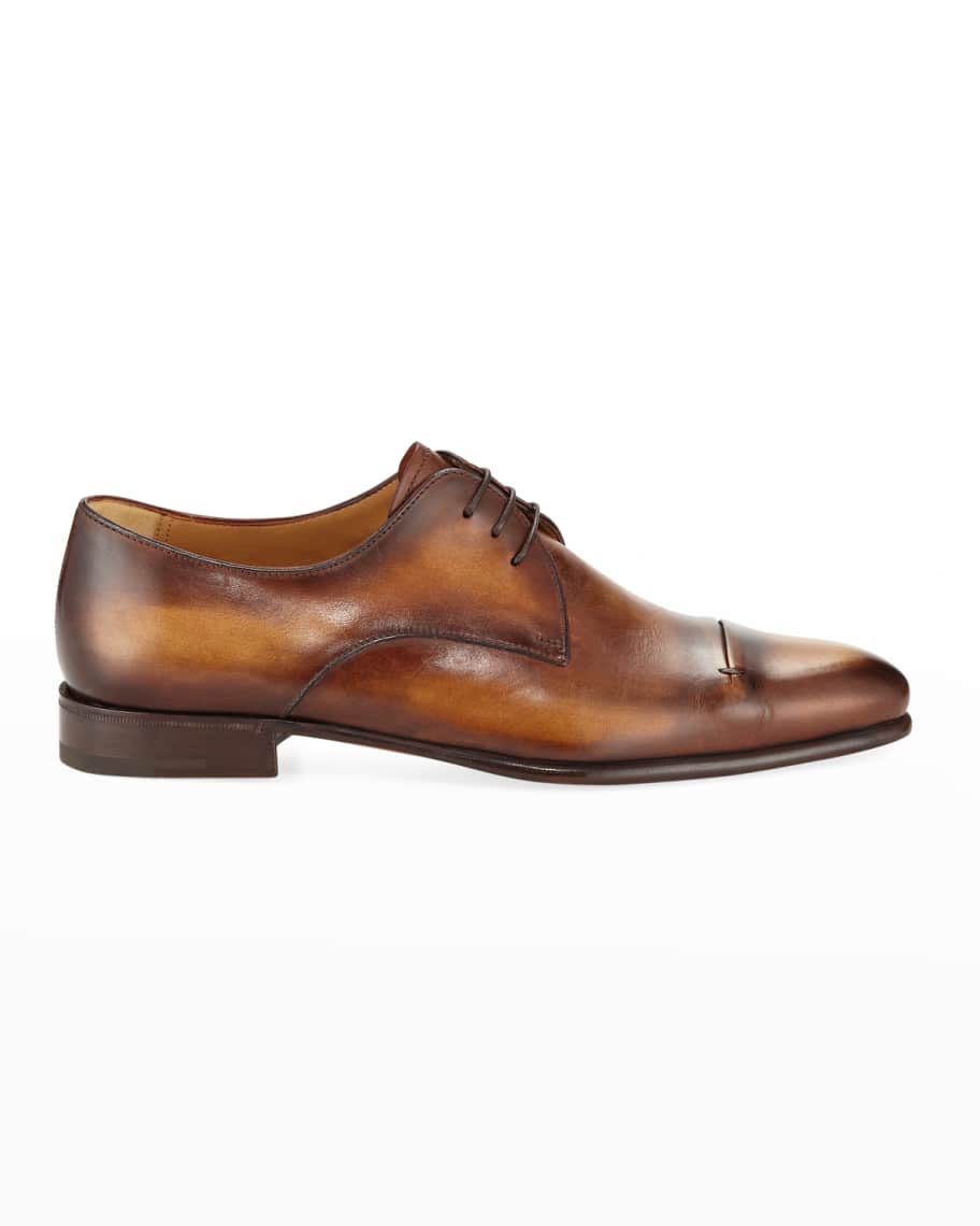 Berluti Gaspard Slash-Toe Leather Shoe, Brown | Neiman Marcus