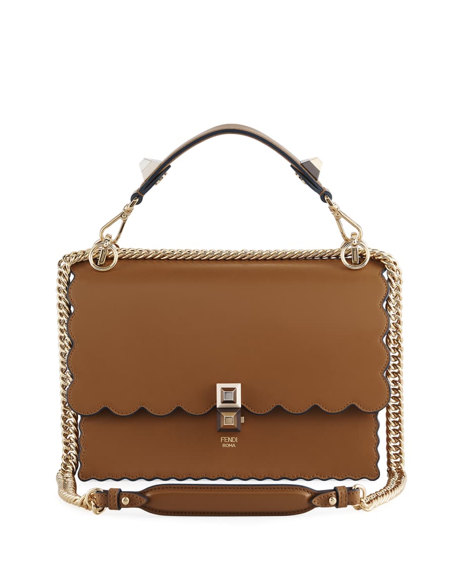 Fendi Kan I Regular Leather Scalloped Shoulder Bag | Neiman Marcus
