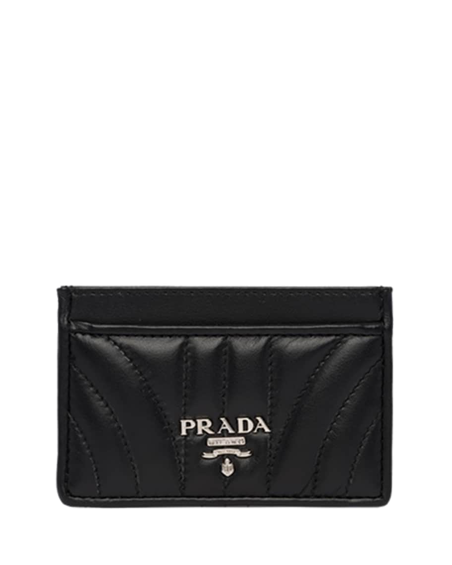 Prada Impunture Quilted Leather Card Case | Neiman Marcus
