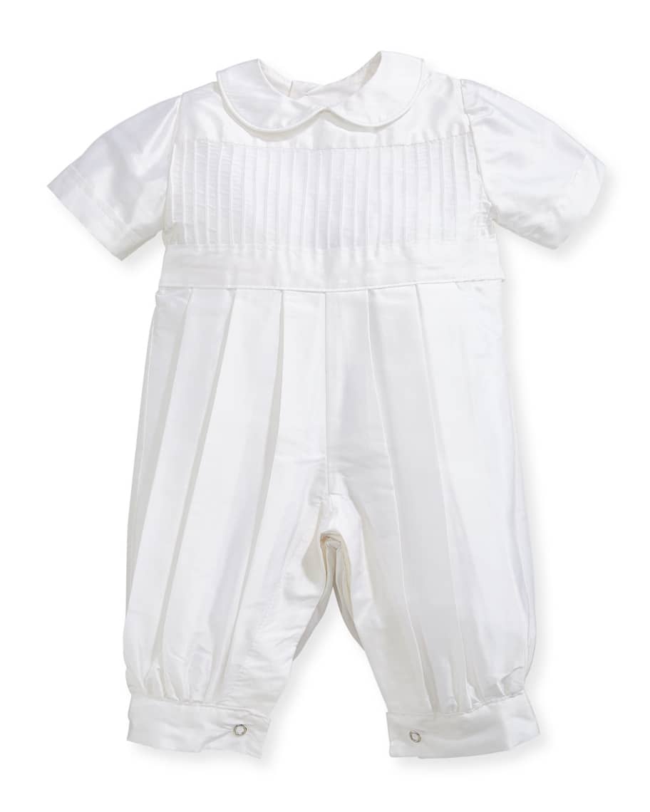 Isabel Garreton Boys Tucks Silk Christening Playsuit Size 3 24