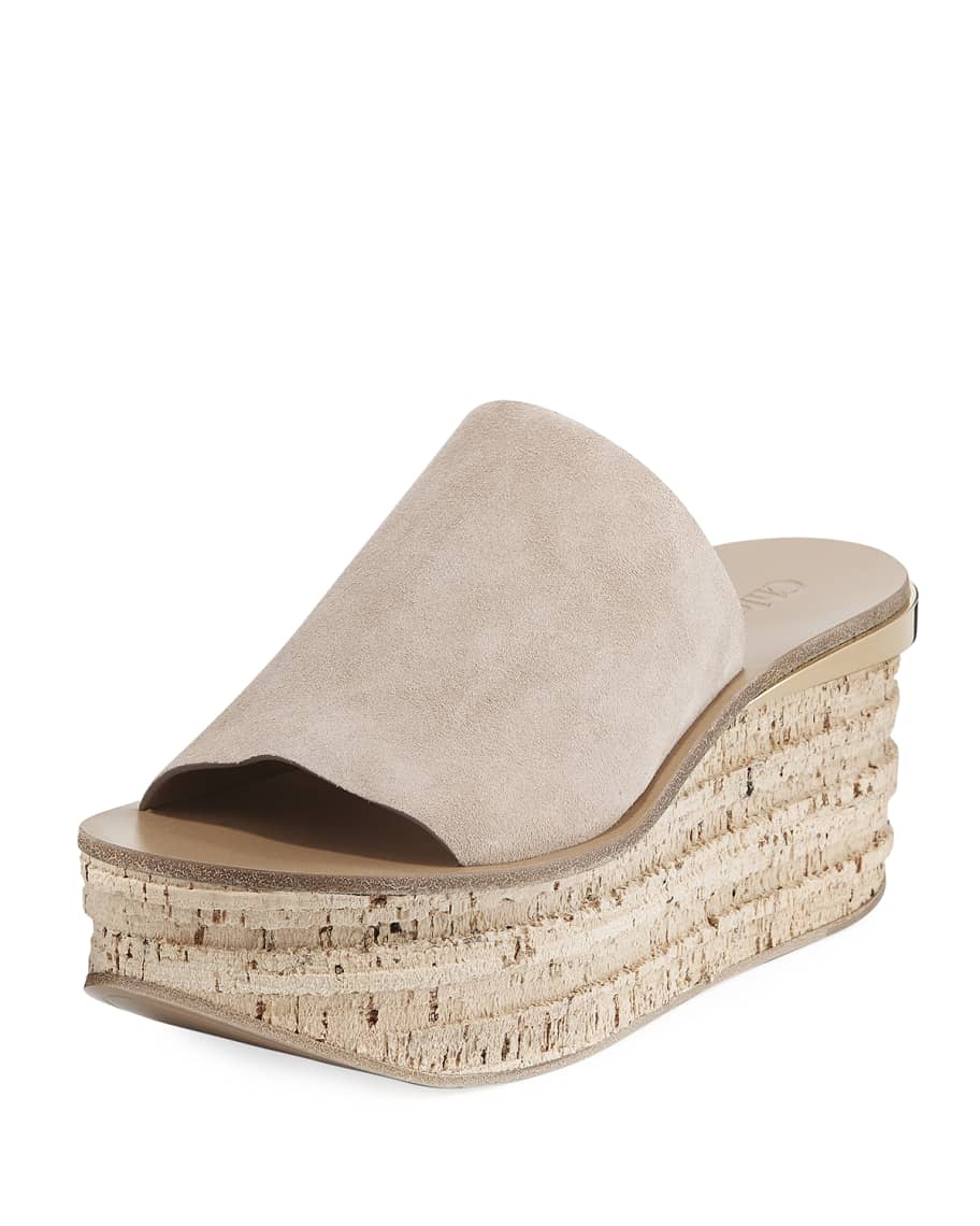 Chloe Camille Suede Wedge Slide Sandals Neiman Marcus
