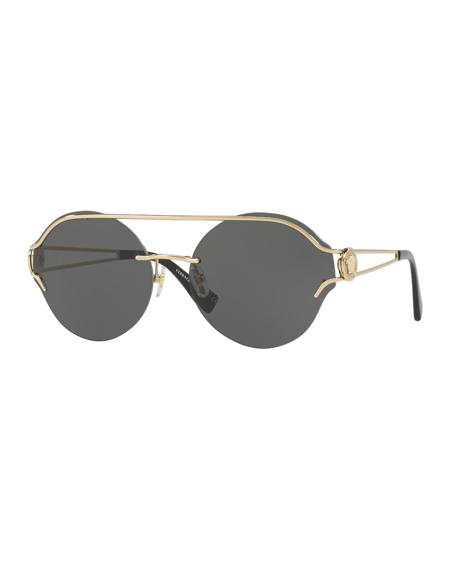 Versace Round Rimless Open-Temple Sunglasses | Neiman Marcus