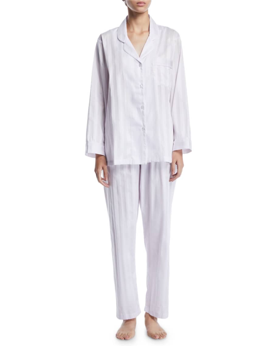 P Jamas Tina Shadow-Stripe Long-Sleeve Long Pajama Set | Neiman Marcus