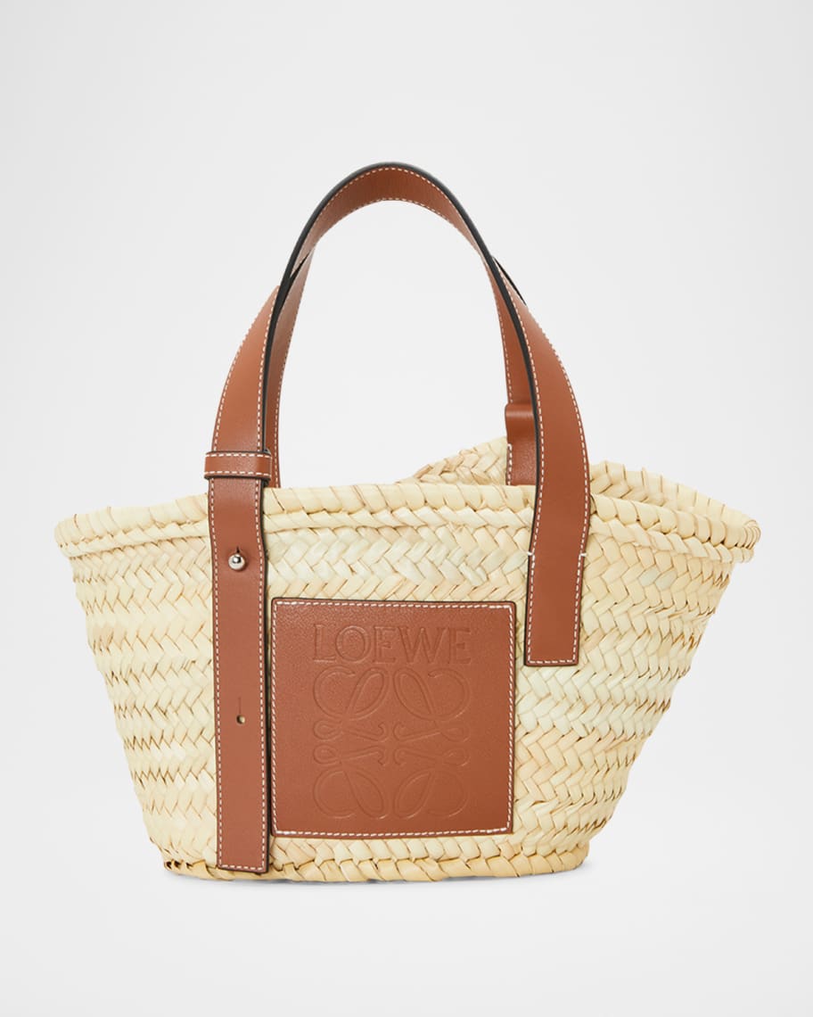 Loewe Basket Small Bag in Palm Leaf with Leather Handles Neiman Marcus