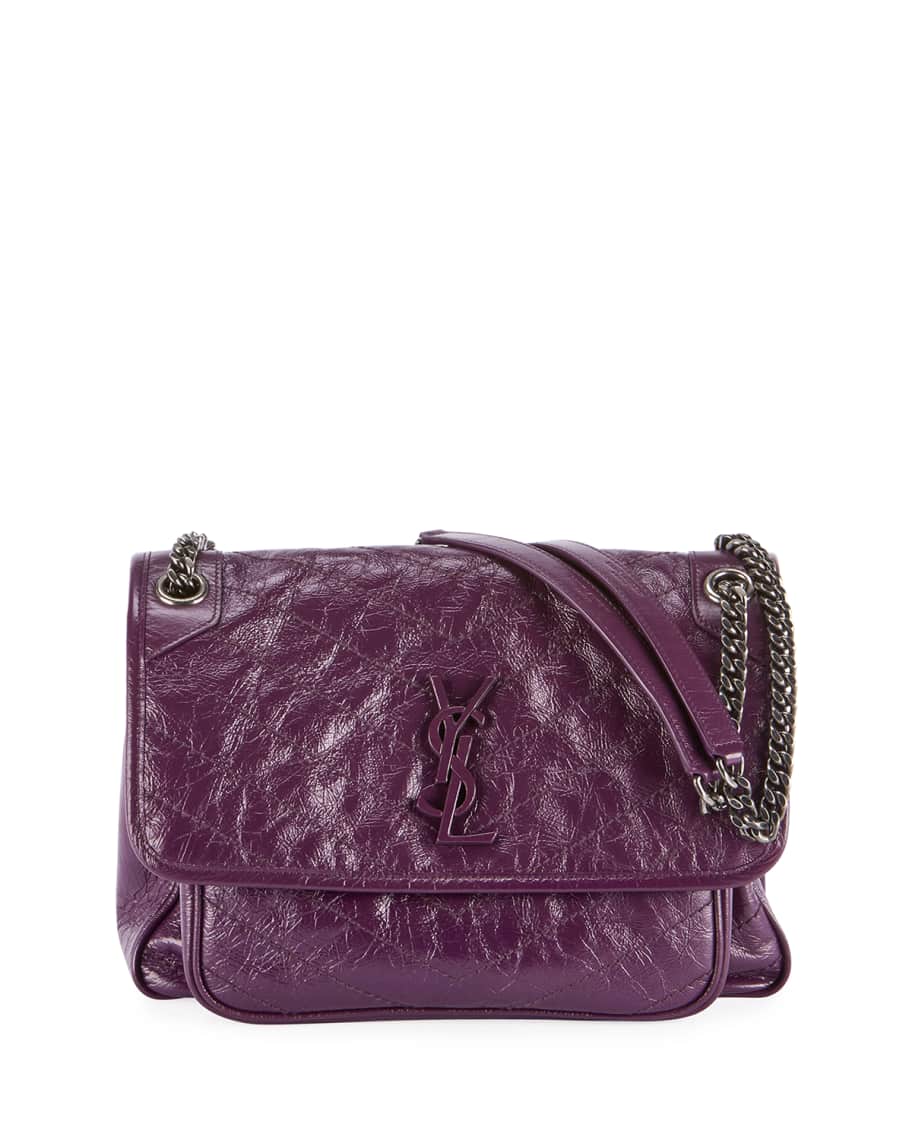 Niki medium monogram ysl shiny waxy quilted shoulder bag on sale