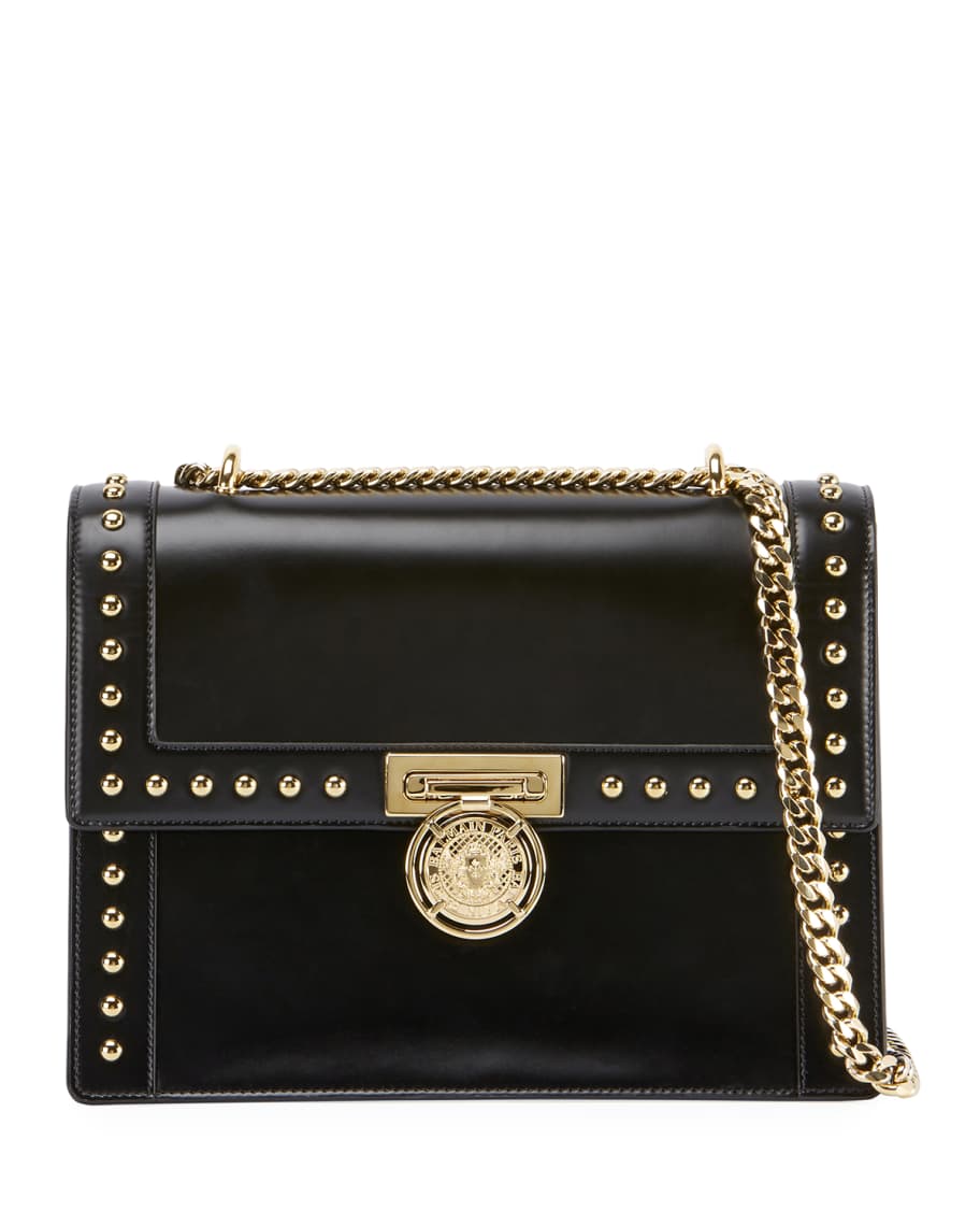 Balmain Smooth Studded Leather Shoulder Bag Neiman Marcus