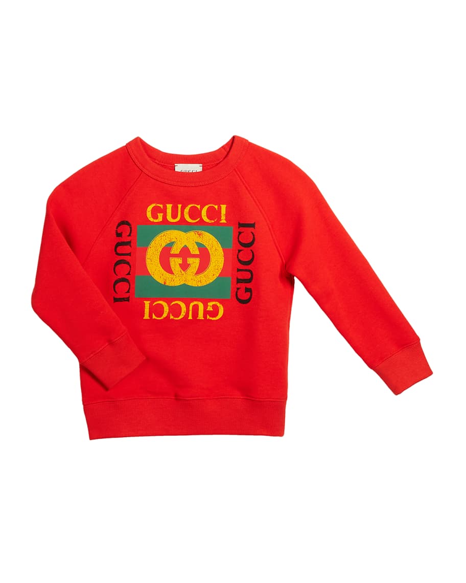 Gucci Long-Sleeve Logo Sweatshirt, Size 4-10 | Neiman Marcus