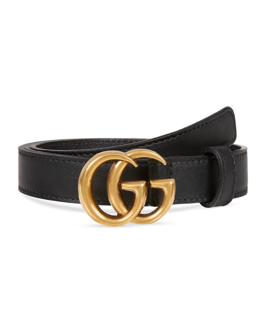 Gucci Thin Leather GG-Buckle Belt | Neiman Marcus