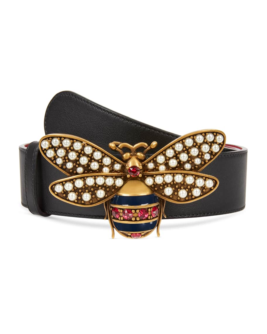 Gucci Bee/Star Leather Belt