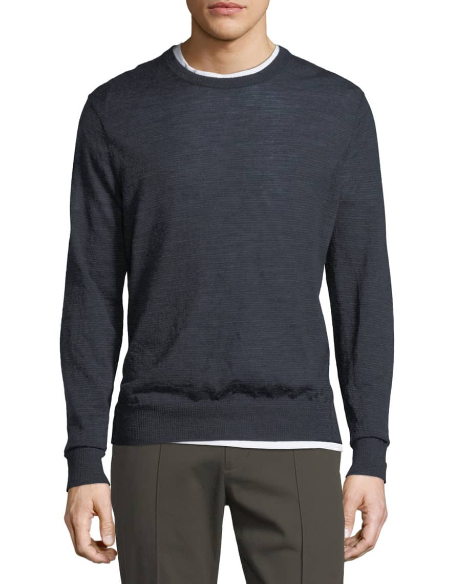 Vince Men's Wool Striped Crewneck Sweater | Neiman Marcus