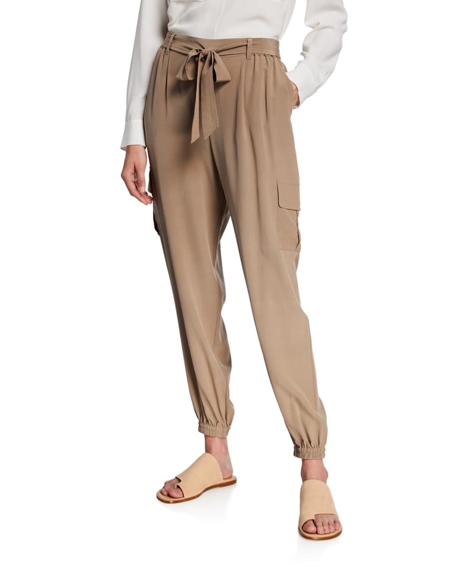 Go Silk Belted Silk Cargo Pants | Neiman Marcus