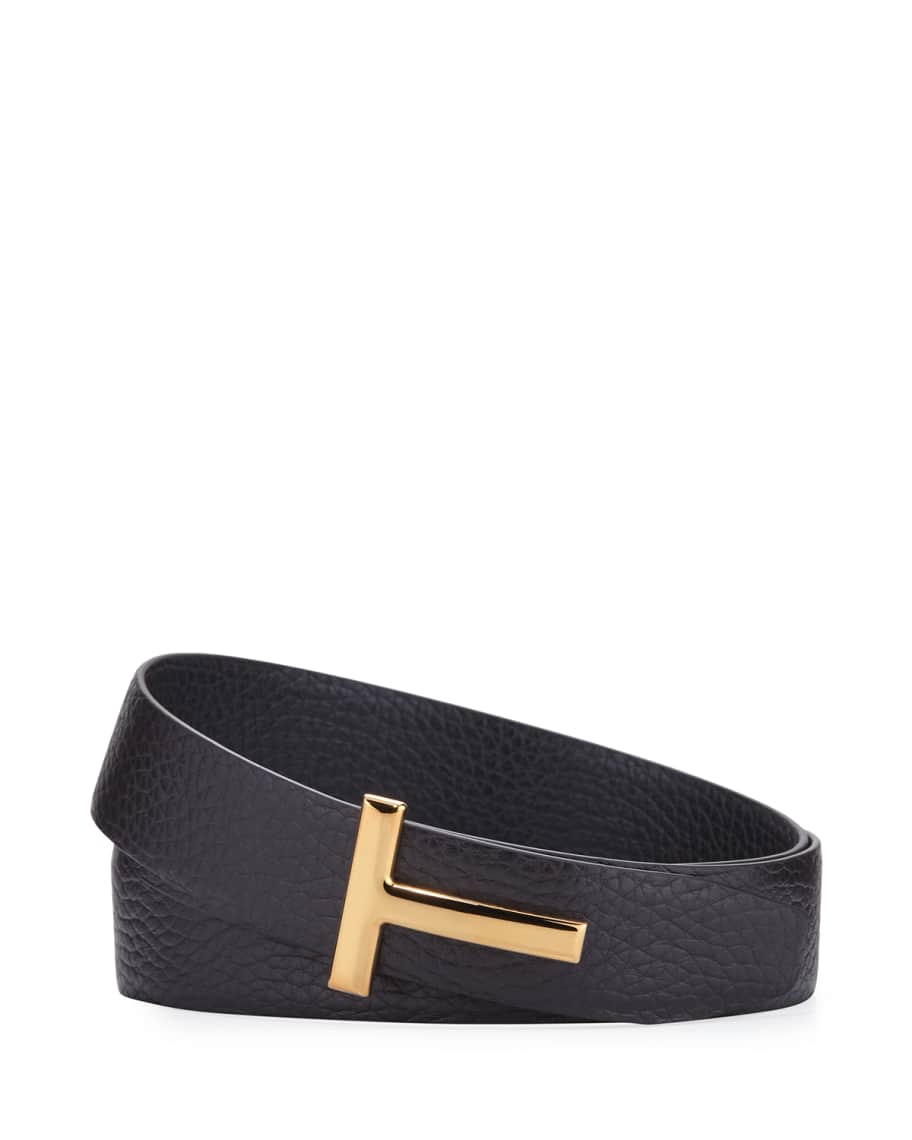 TOM FORD T-Buckle Leather Belt | Neiman Marcus