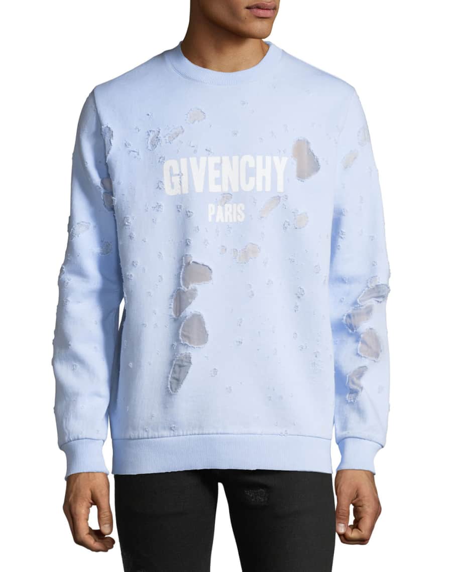 Givenchy distressed hoodie baby blue shop
