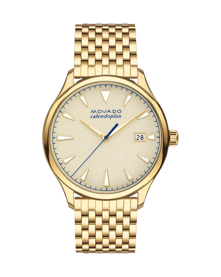 Movado Gold Plated Heritage Calendoplan Watch Neiman Marcus