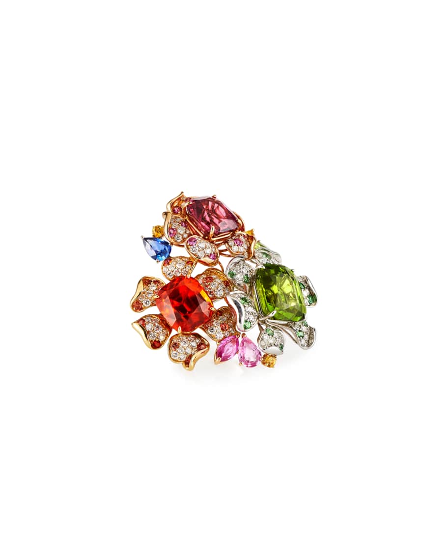 Margot McKinney Jewelry Multi-Stone 3-Flower Garden Ring | Neiman Marcus