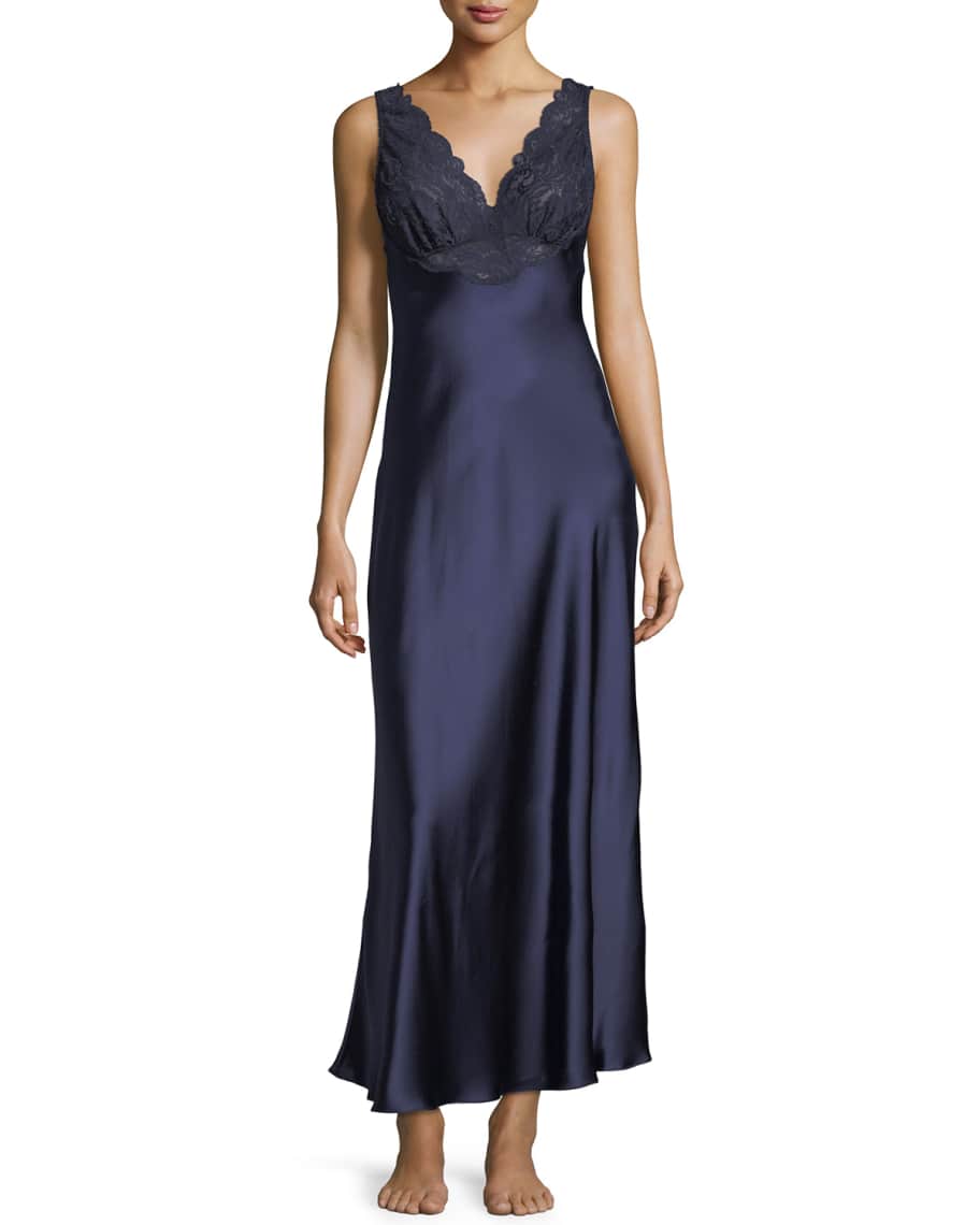 Christine Lingerie Bijoux Lace-Trim Nightgown | Neiman Marcus