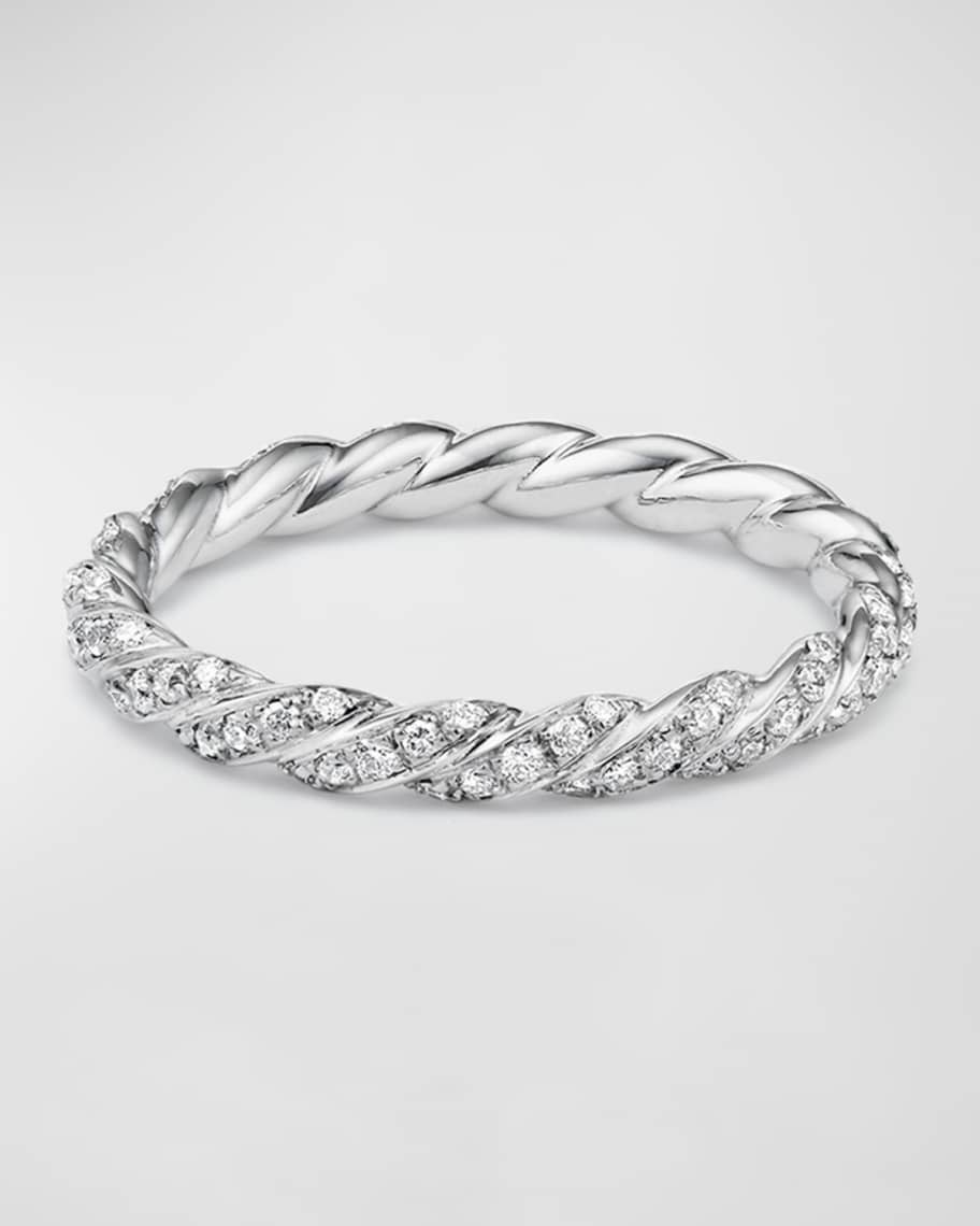 David Yurman Pavéflex Two Row Ring in 18K White Gold with Diamonds | Women's | Size 7.5-8.5
