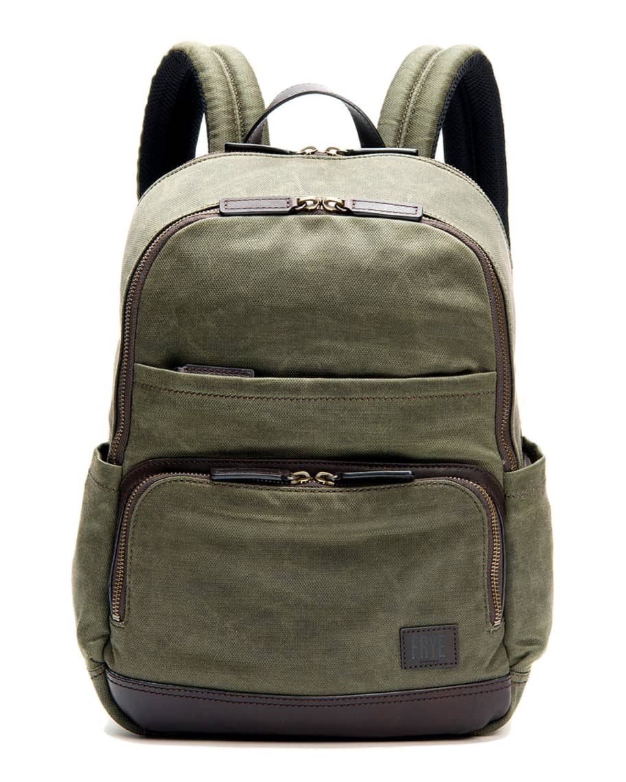 Frye Carter Leather Trim Canvas Backpack Neiman Marcus