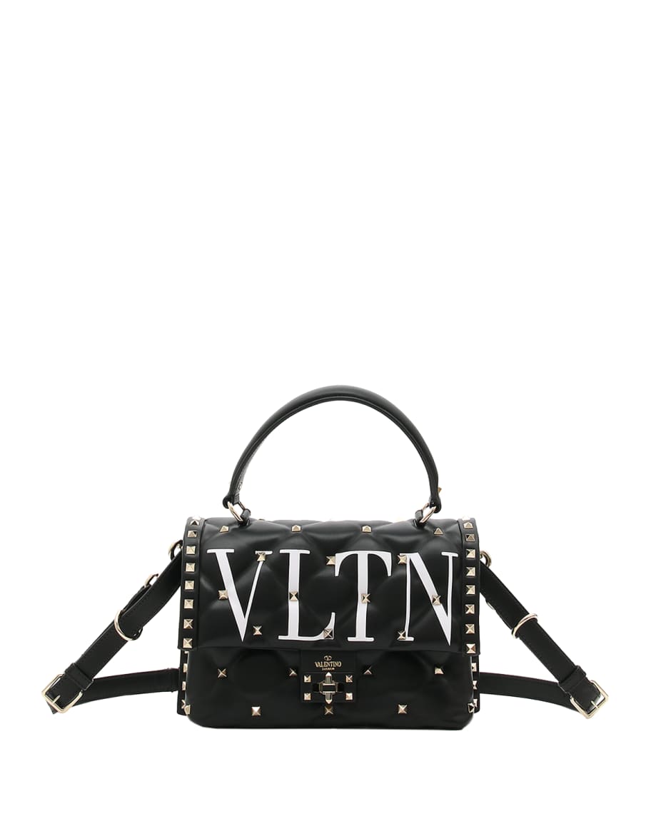 Valentino Vltn Logo Leather Crossbody Bag Nero/ Bianco