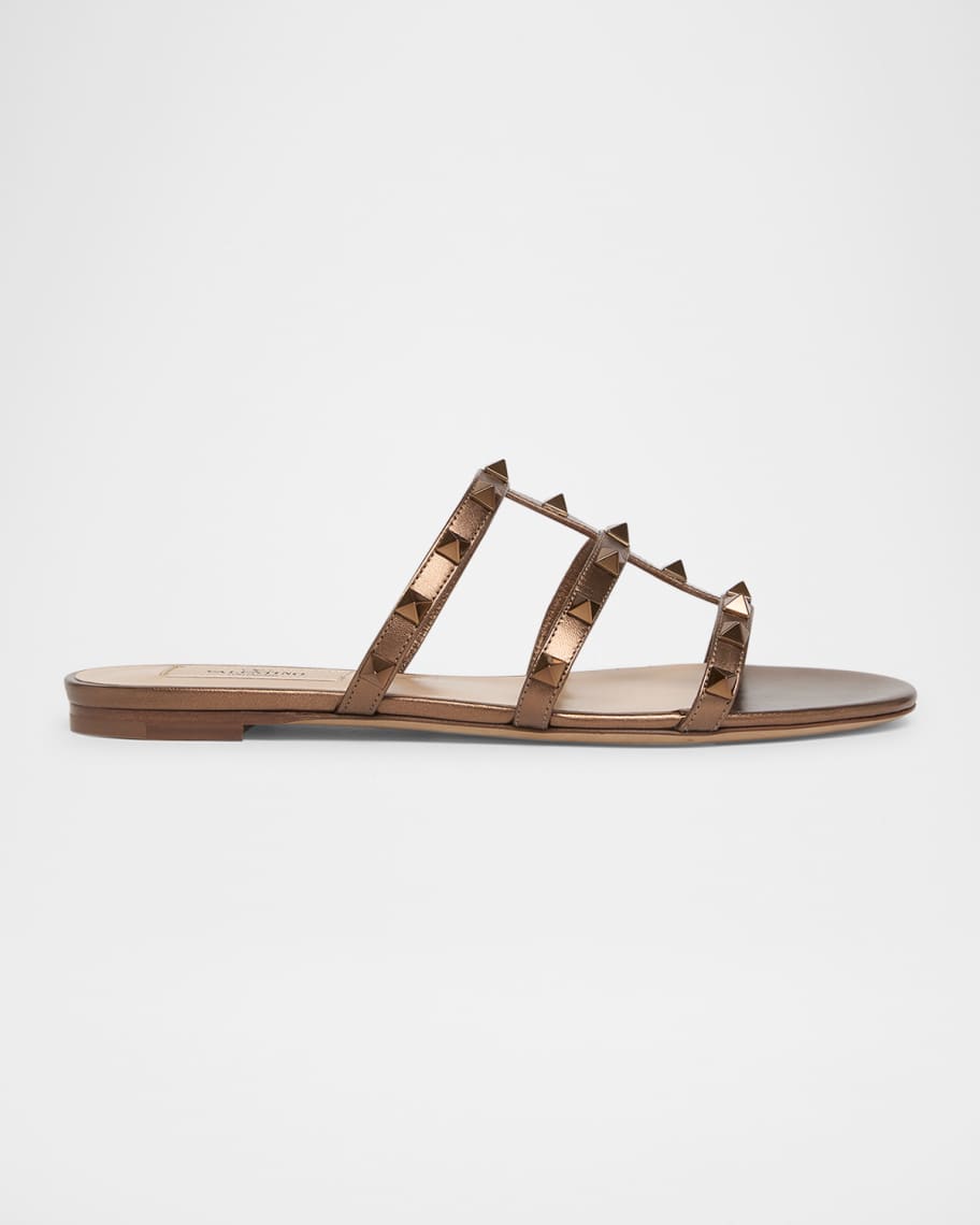 【関税込み】VALENTINO GARAVANI 'SLIDE' SANDALS Valentino Garavani Vlogo Cut-Out Calfskin Slide Sandals