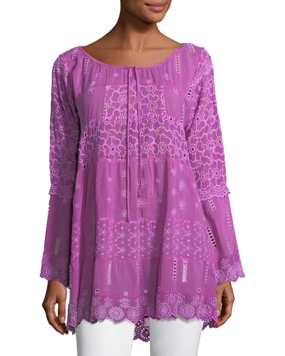 Johnny Was Petite Mixed Tiered Tunic | Neiman Marcus
