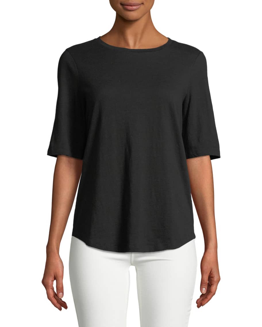 Eileen Fisher Plus Size Half-Sleeve Slubby Organic Cotton Top | Neiman ...