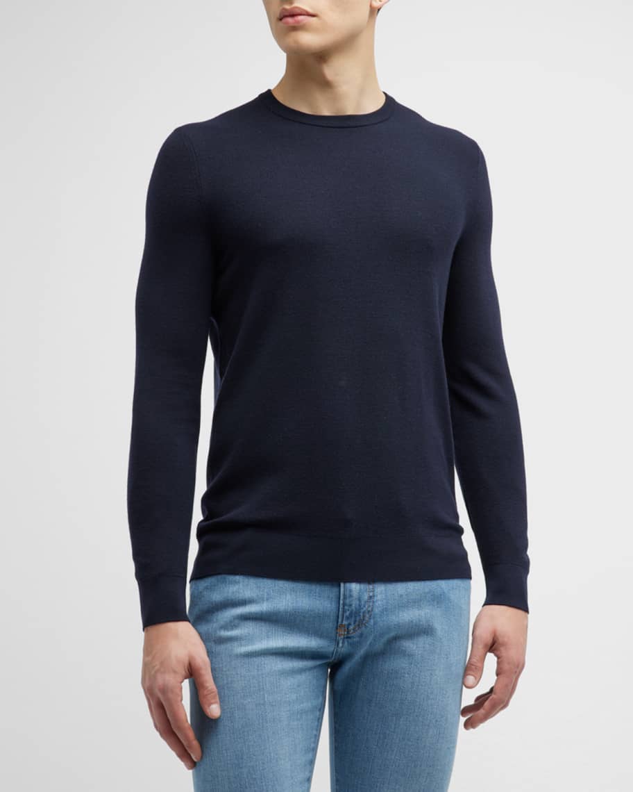 Loro Piana Lightweight Wool-Blend Crewneck Sweater | Neiman Marcus