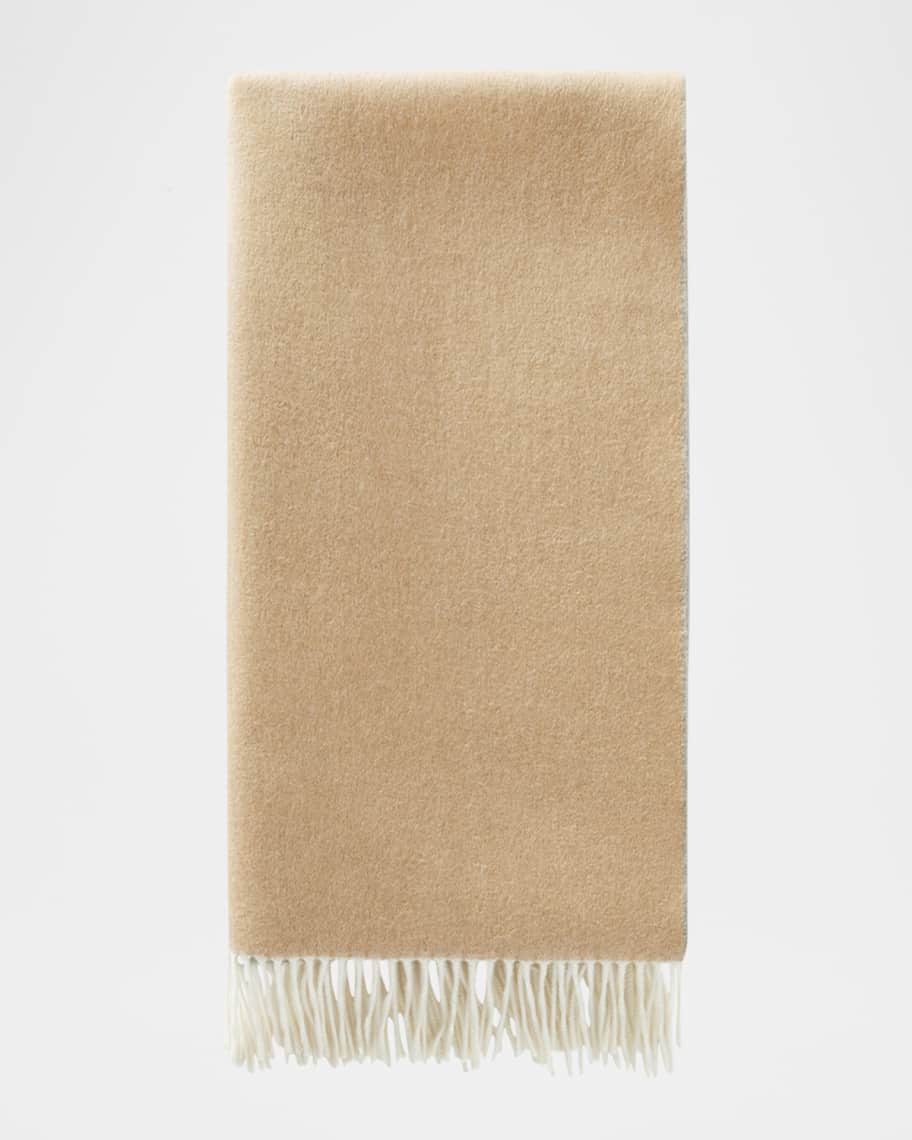 Loro Piana Cashmere Sciarpa Two-Tone Fringe-Trim Scarf | Neiman Marcus