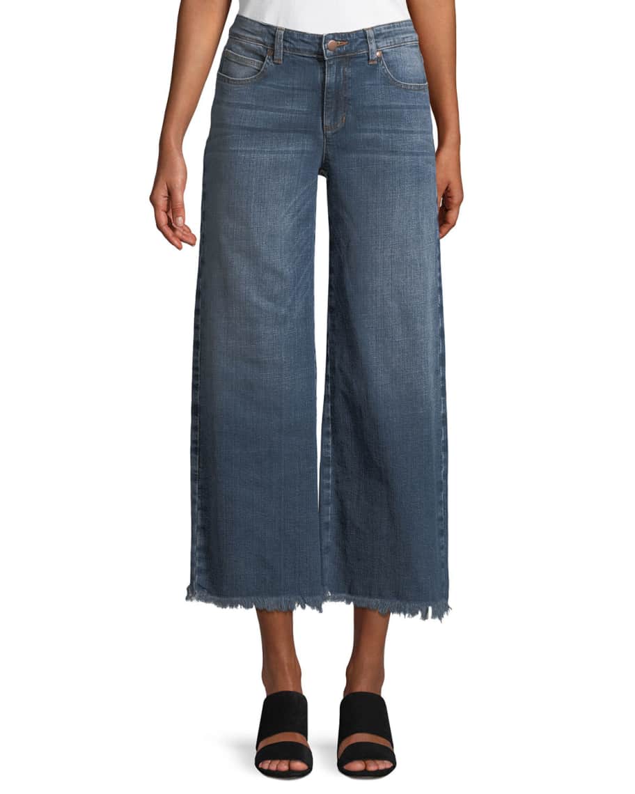 Eileen Fisher Organic Cotton Stretch-Denim Wide-Leg Ankle Jeans with ...