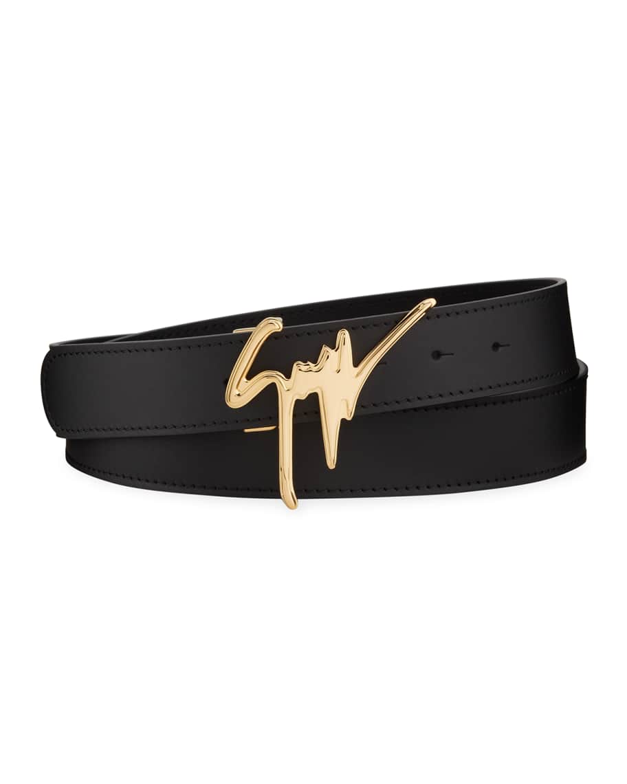 Giuseppe Zanotti Men's Signature Leather Logo Belt | Neiman Marcus