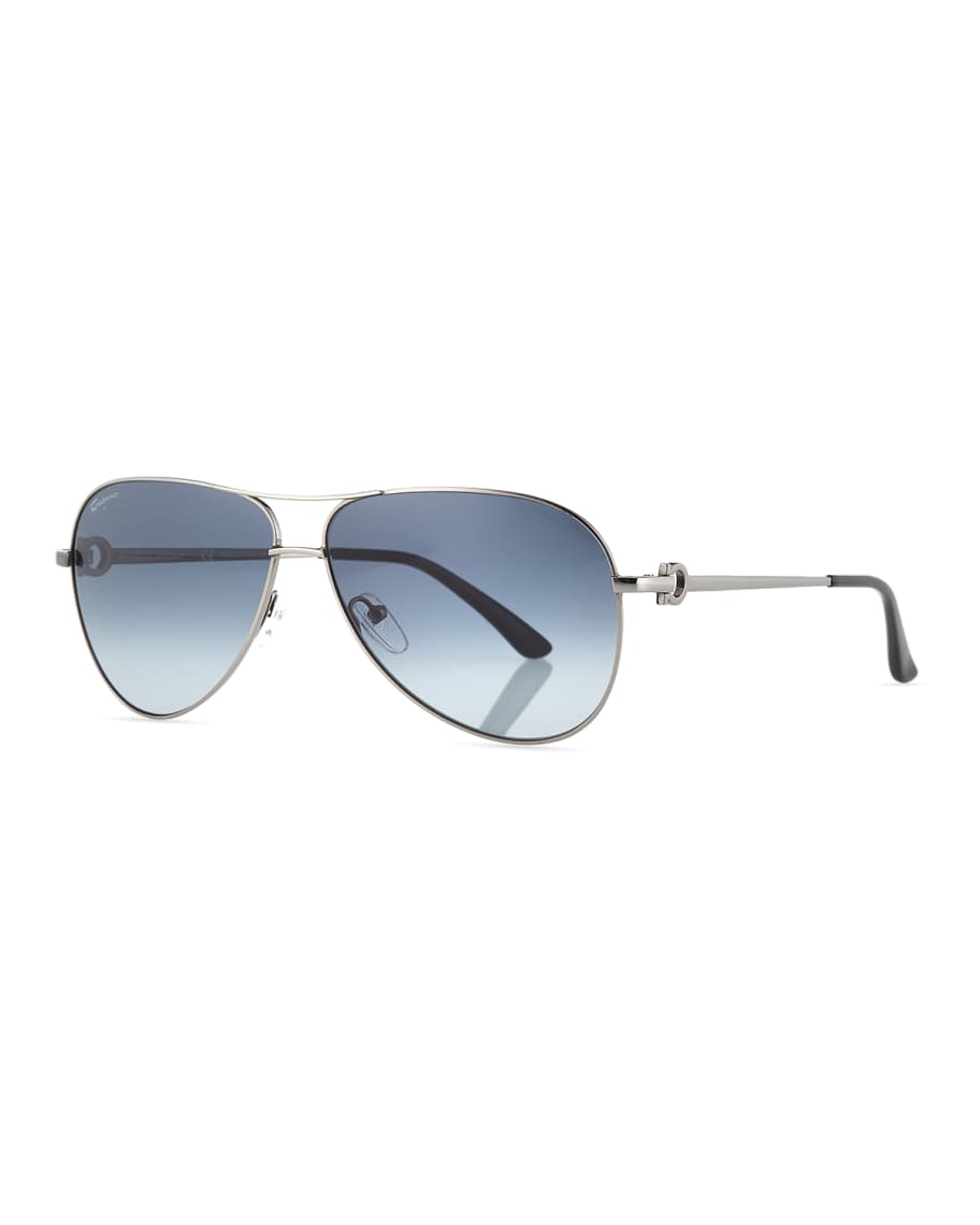 Ferragamo Men's Signature Metal Aviator Sunglasses | Neiman Marcus