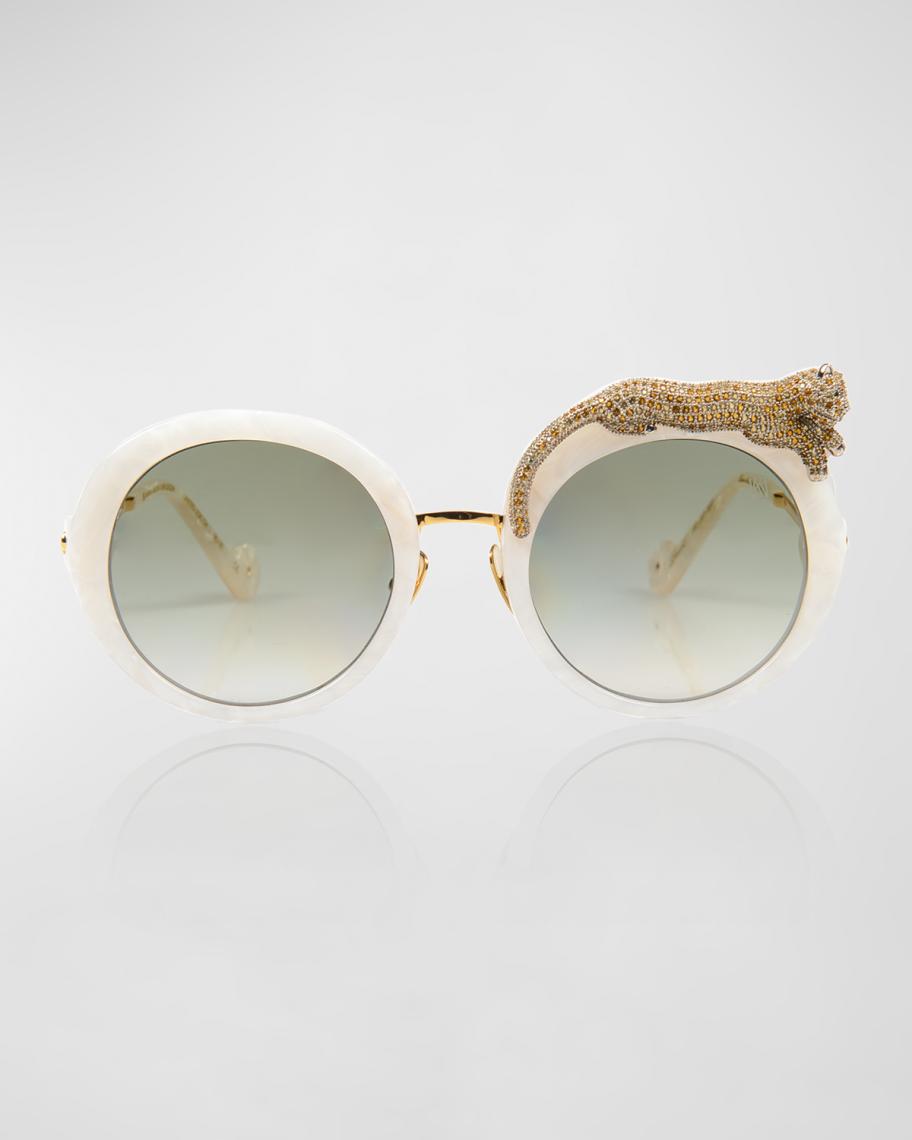 Cache Crystal Leopard Accented Sunglasses ANIMAL PRINT - GL840 Crystal Oversized – Jimmy Crystal New York main image 4