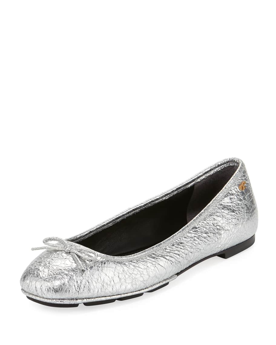 Tory Burch Laila 2 Metallic Leather Driver Ballet Flats | Neiman Marcus