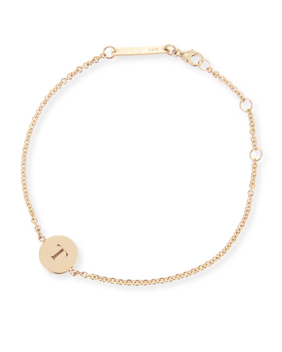 Zoe Chicco 14k Engraved Disc Letter Bracelet | Neiman Marcus