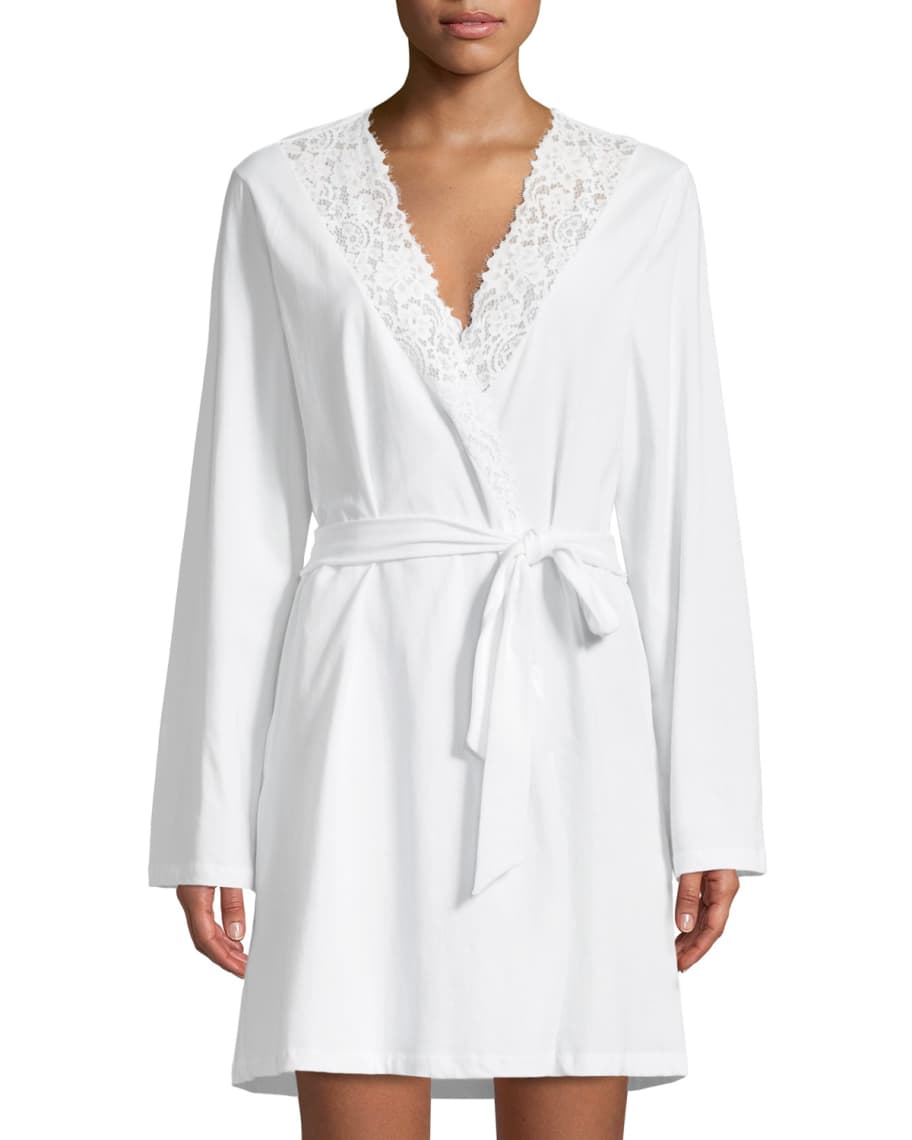 Cosabella Jazmine Lace-Trim Jersey Robe | Neiman Marcus