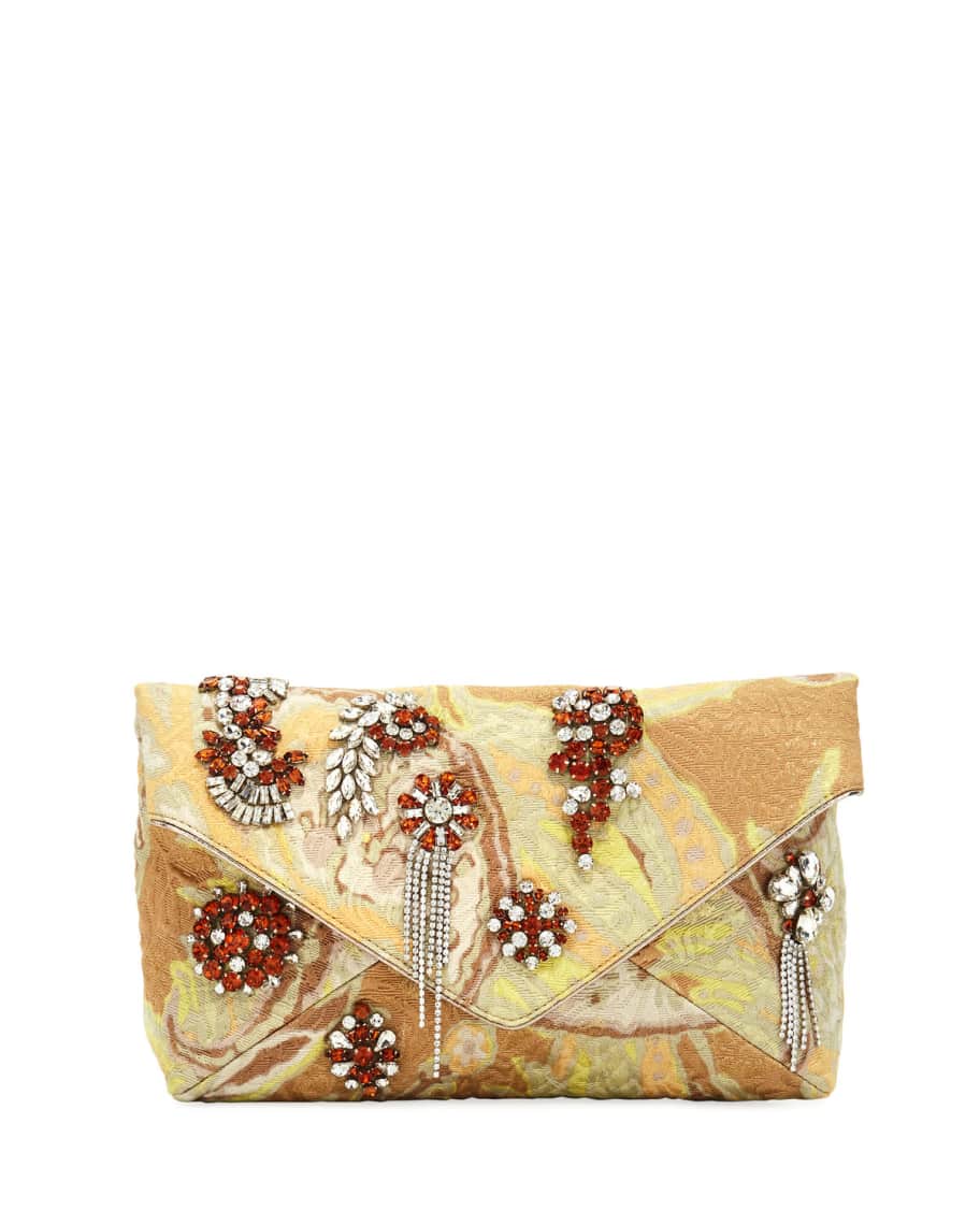 Dries Van Noten Jeweled Metallic Envelope Clutch Bag | Neiman Marcus