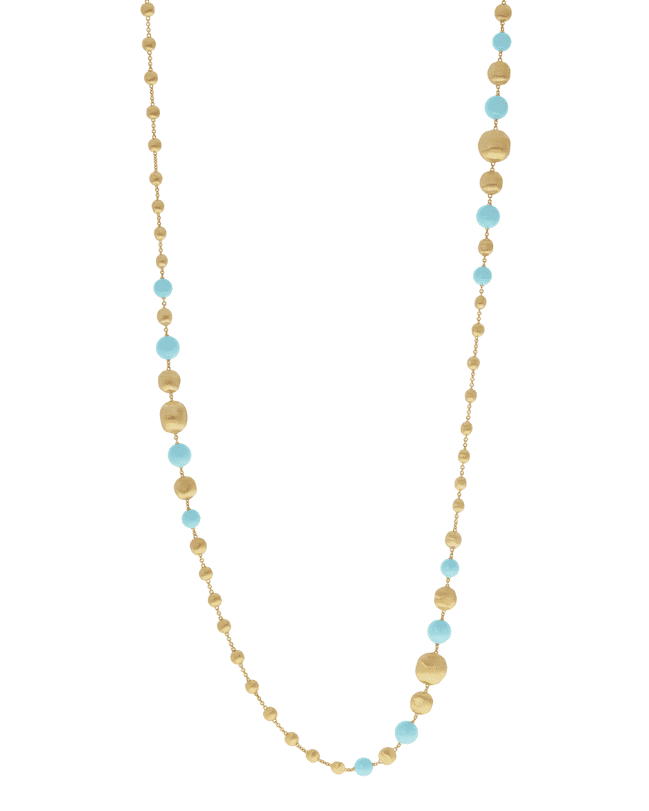 Marco Bicego 18k Africa Long Turquoise Beaded Necklace | Neiman Marcus