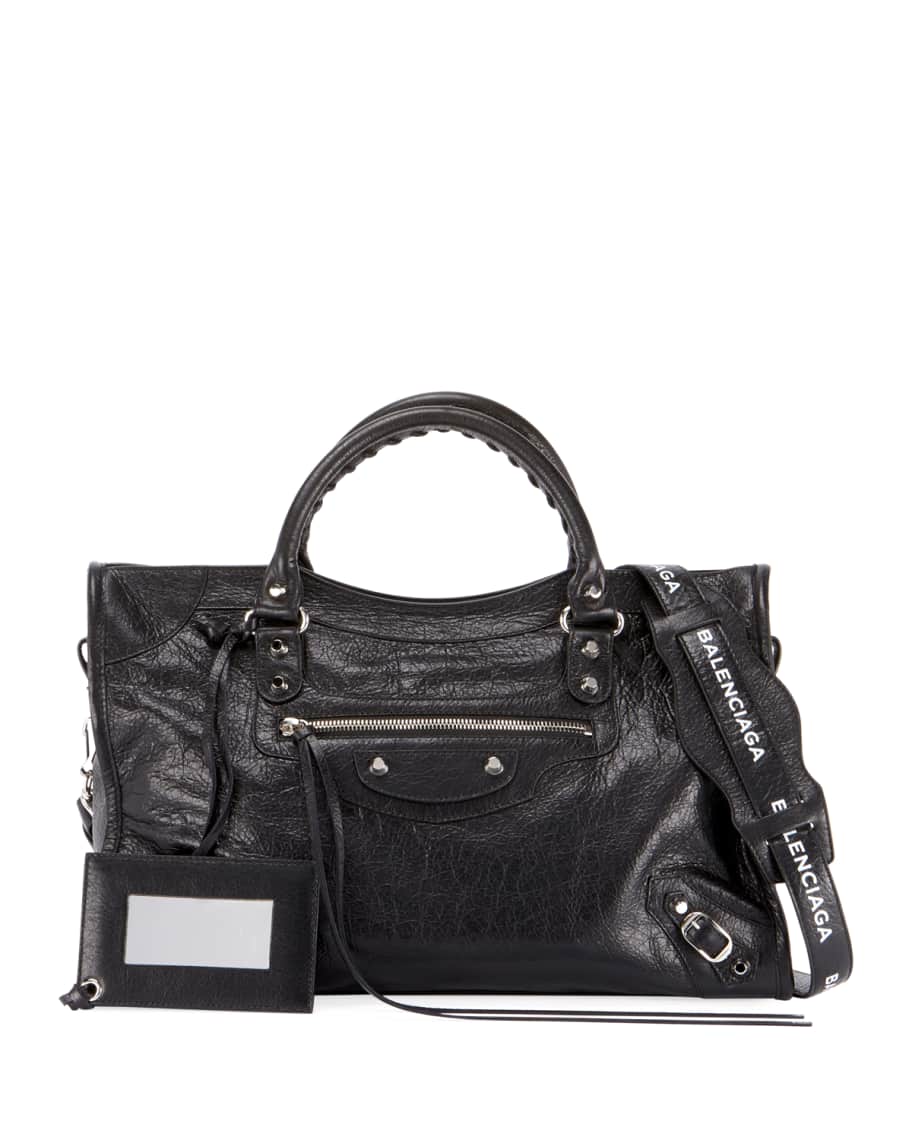 Balenciaga Classic City Leather Tote Bag with Logo Strap | Neiman Marcus