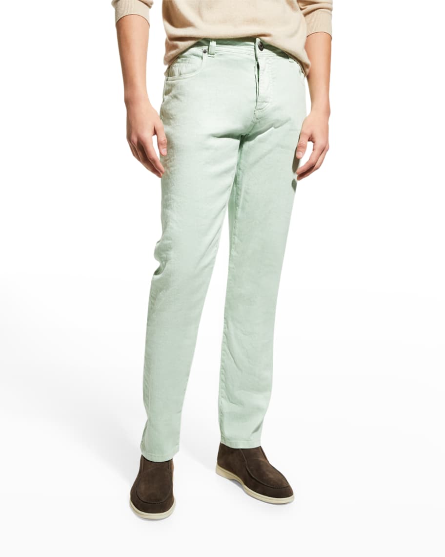 Loro Piana 5-Pocket Linen-Blend Pants | Neiman Marcus