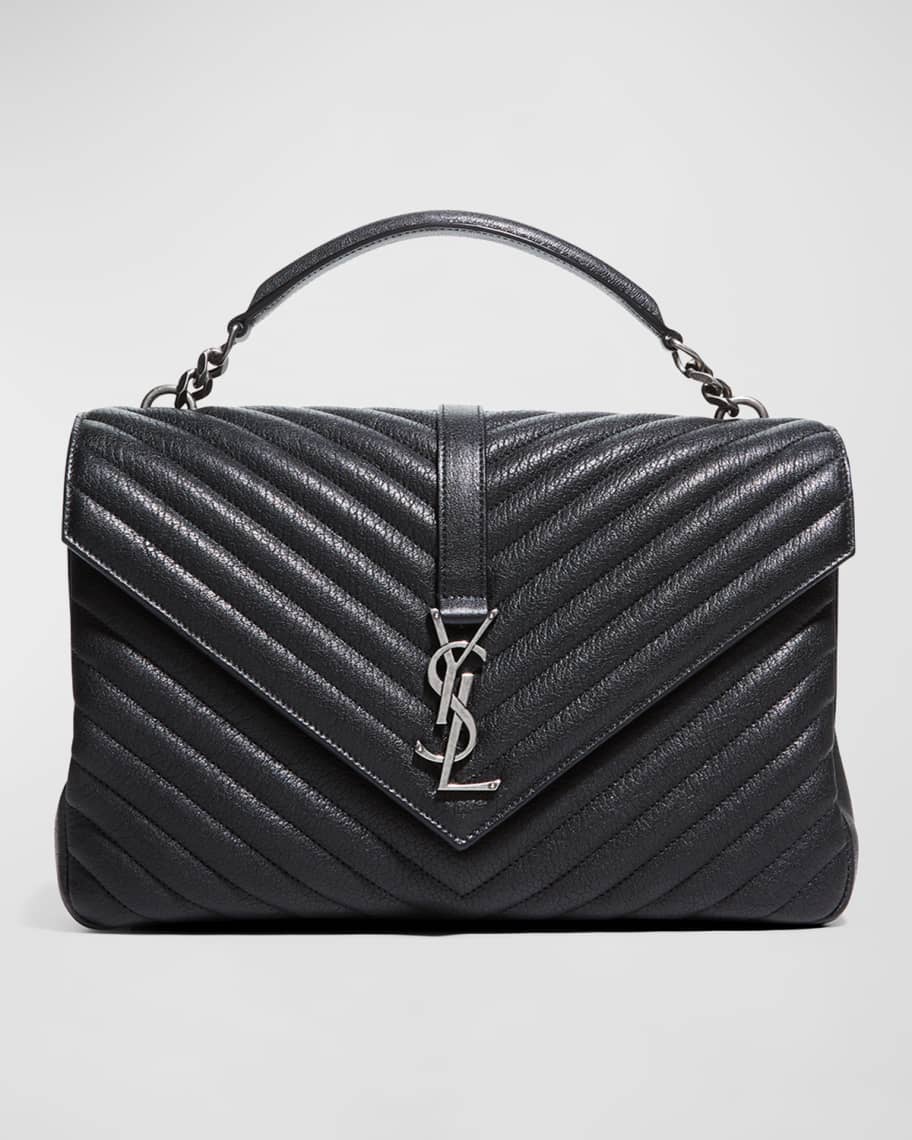 Saint Laurent College Large Flap YSL Shoulder Bag in Quilted Leather Neiman Marcus