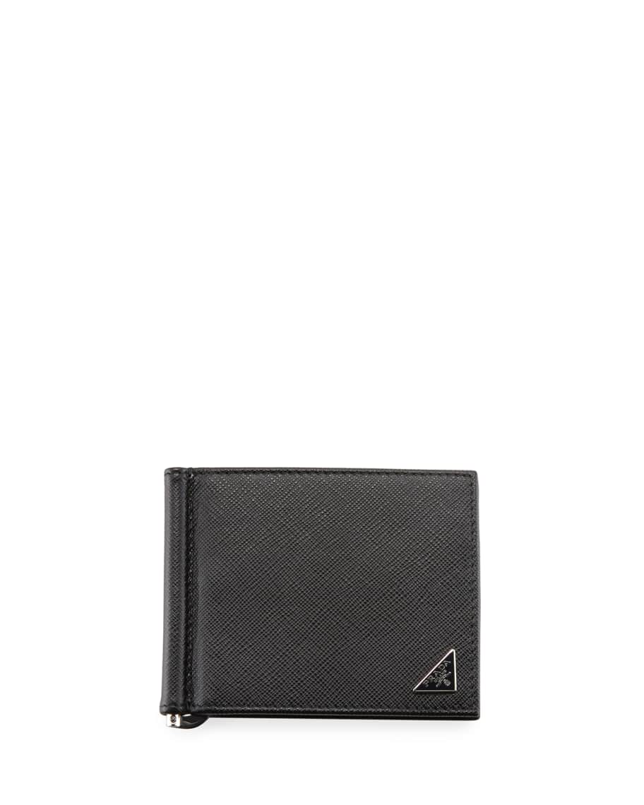 Prada Saffiano Triangolo Wallet with Money Clip | Neiman Marcus