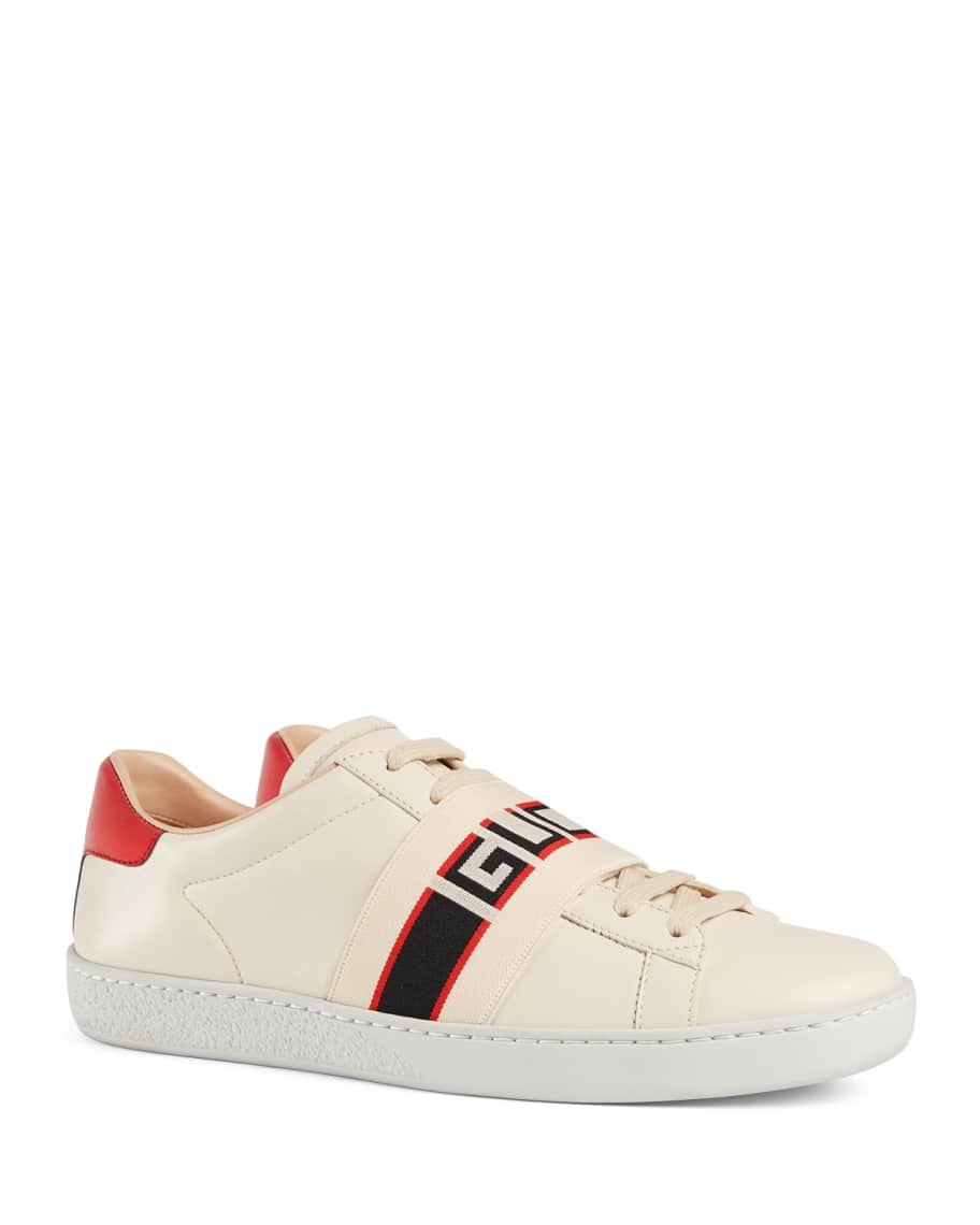 Gucci New Ace Gucci Band Leather Sneaker | Neiman Marcus