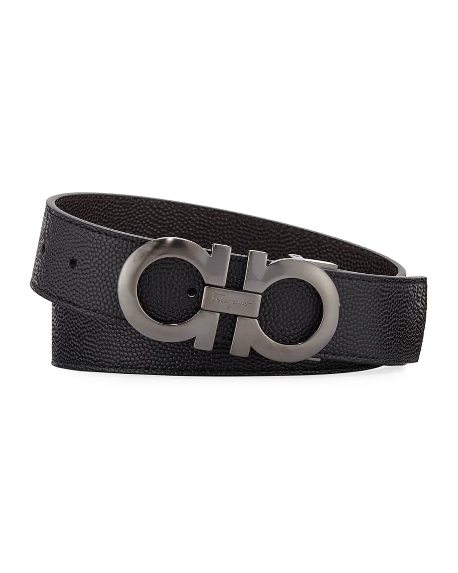 Salvatore Ferragamo Men s Double Gancio Stamped Leather Belt