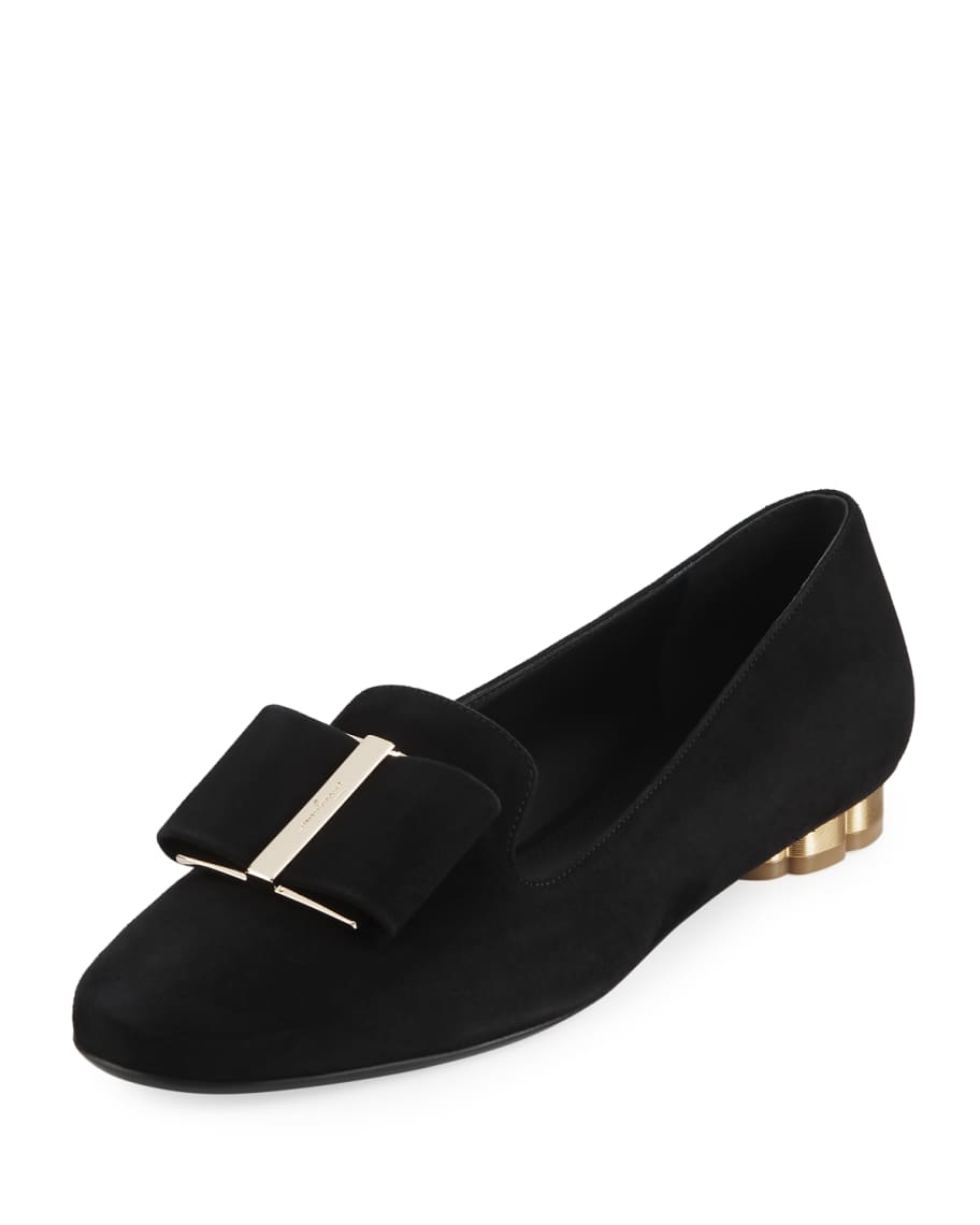 Salvatore Ferragamo Suede Loafer with Oversized Bow | Neiman Marcus